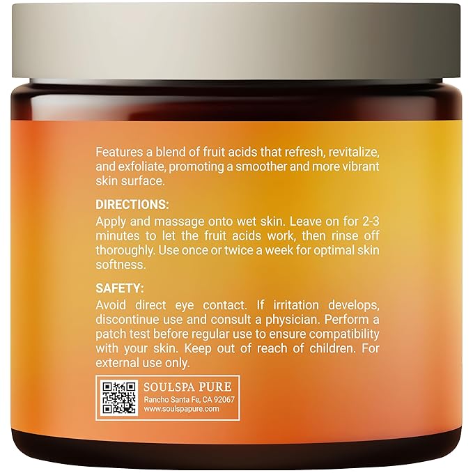 Fruit Acid Body & Foot Scrub - Refreshing Exfoliating Body Scrub for Radiant Skin, 10 oz
