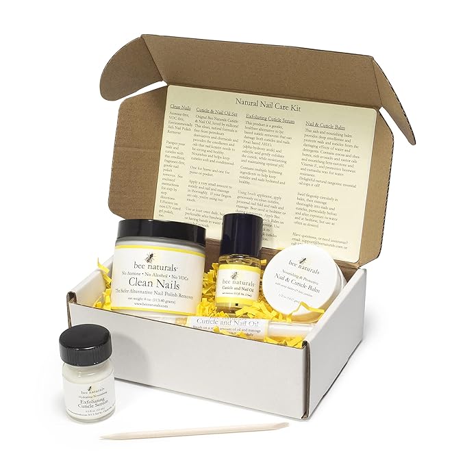 Natural Nail Care Kit - Natural & Non-Toxic Nail and Cuticle Care Set with Vitamin E - Softens & Protects - Ideal Gift for Repairing Cuticles and Nails Bee Naturals.