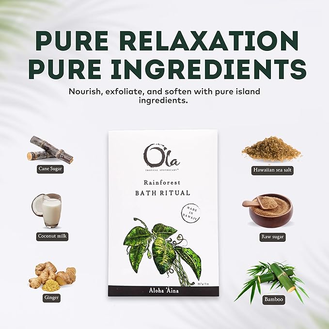 Ola Tropical Apothecary Rainforest Scented Hawaiian Sea Salt Bath Rituals - 2 oz