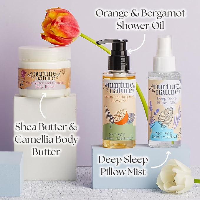 Nurture by Nature's A MOMENT FOR MAMA Gift Set, Mothers Day Gifts, 6-Piece Relaxation Kit for Moms, Spa Gift Baskets for Women, Mom Spa Gift Set, Bath Set, Gift Sets for Her, Spa Kit for Women