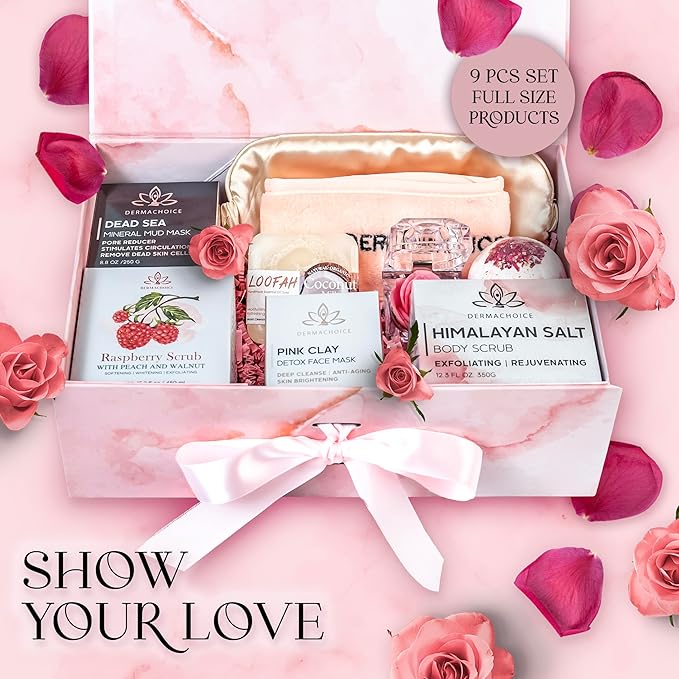 Luxury Spa Gift Set for Women - 9 Piece Self Care Package with Full Size Products, Plant-Based Superfoods, Minerals & Vitamins - Her Box