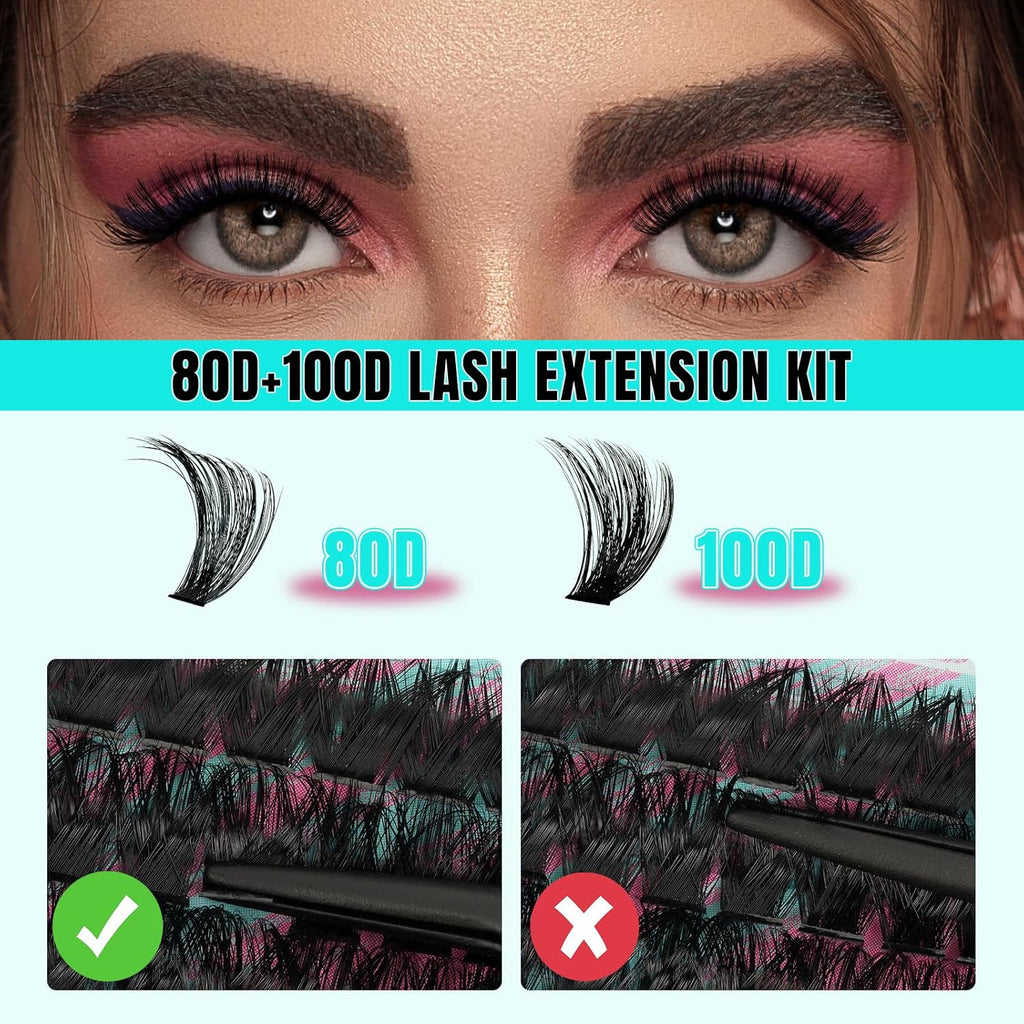 Lash Clusters 320Pcs 80D 100D Eyelashes Cluster D Curl Individual Wispy Lashes Cluster for DIY Cluster Eyelash Extensions at Home for Beginners (Mix10-16mm)