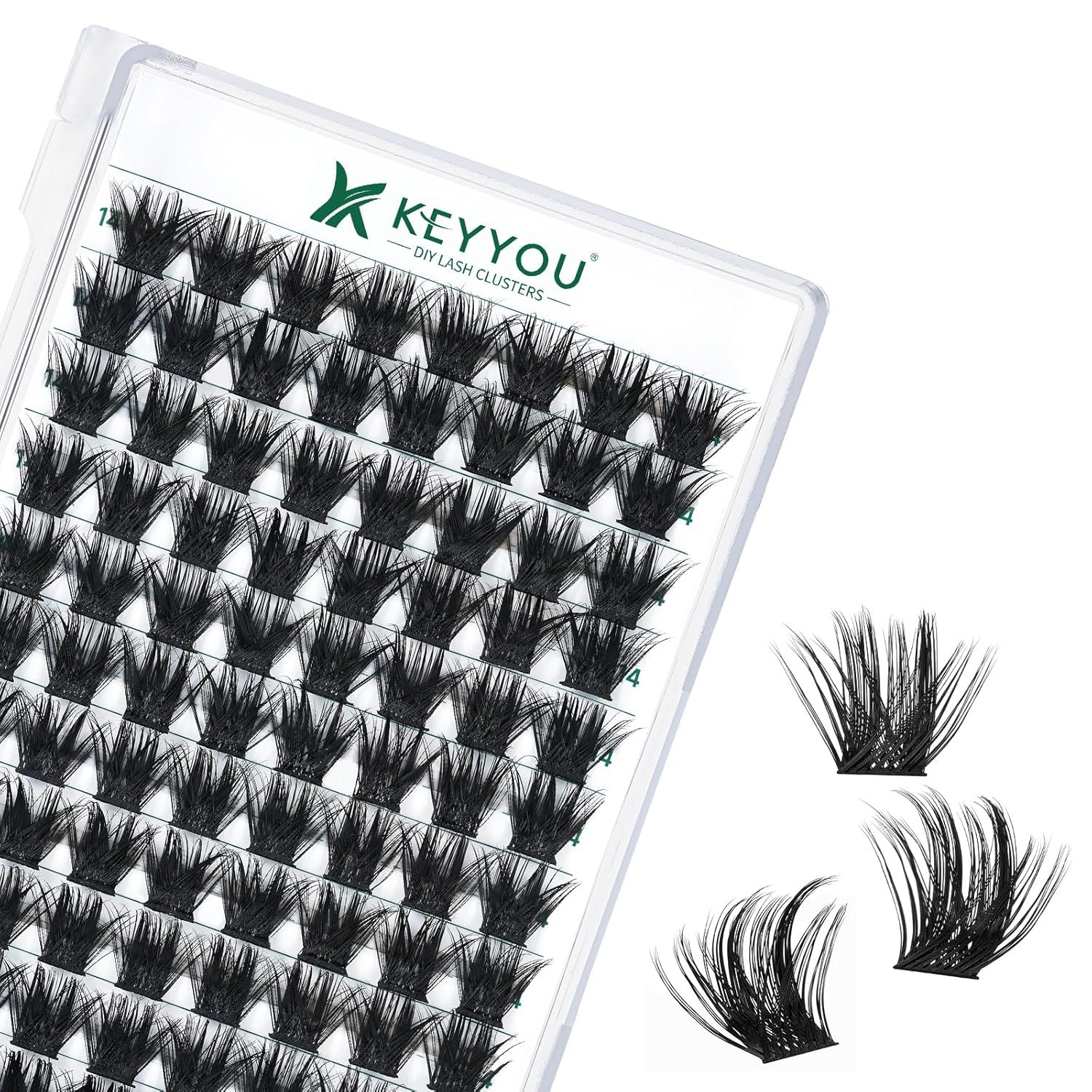 Lash Clusters 96pcs Individual Lashes Y22 D Curl 14mm Eyelash Clusters KEYYOU Volume Wispy Lash Extension Soft&Comfortable Easy DIY at Home(Y22,D-14mm)