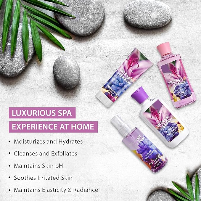 Midnight Embrace Bath & Body Kit, 3 Fl Oz, Ideal Skincare Gift Home Spa Set, Includes Body Lotion, Shower Gel, Body Cream, and Fragrance Mist, Birthday Mother's Day Gifts