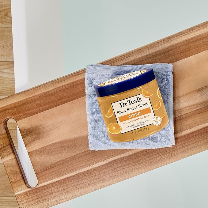 Dr Teal's Shea Sugar Body Scrub, Citrus with Essential Oils & Vitamin C, 19 oz (Pack of 3)