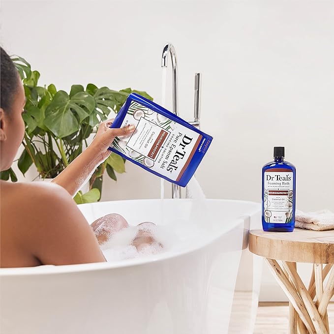 Dr Teal's Pure Epsom Salt, Nourish & Protect with Coconut Oil, 3 lbs (Pack of 4)