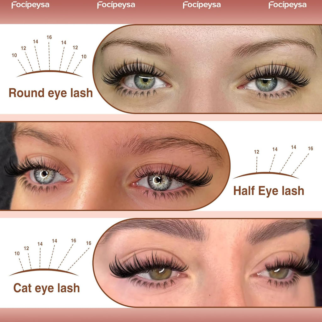 Focipeysa Volume Lash Clusters Wispy Eyelashes Extensions 10-16mm Cluster Lash Extensions C-Curl Lashes Extensions with Bottom Lashes Salon Effect Individual Eyelash DIY Eyelashes Clusters at Home
