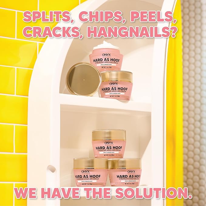 Onyx Professional Hard as Hoof Nail Strengthening Cream, Cherry Almond Scent - Nail Growth & Conditioning Cuticle Cream Stops Splits, Chips, Cracks & Strengthens Nails, 1 oz