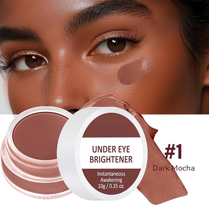 4 Colors Under Eye Brightener, Conceal & Brighten Dark Circles, Nourishing Waterproof Under Eye Cream Pot Concealer Full Coverage Peach Color Corrector Makeup(01 Dark Mocha)