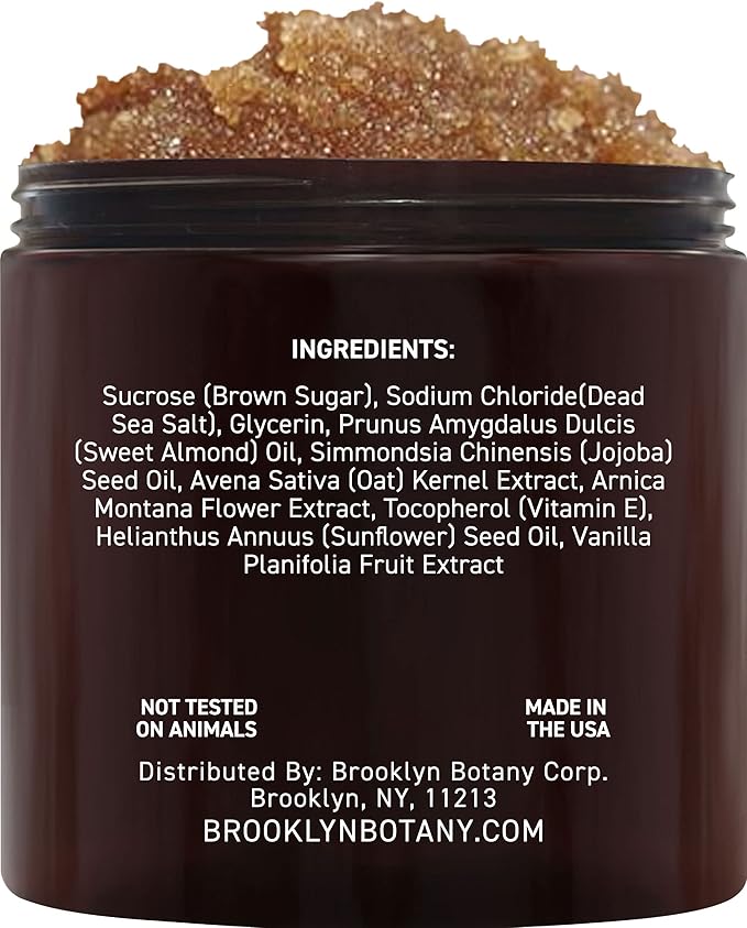 Brooklyn Botany Brown Sugar Body Scrub - Moisturizing and Exfoliating Body, Face, Hand, Foot Scrub - Fights Acne, Fine Lines & Wrinkles, Great Gifts For Women & Men - 10 oz