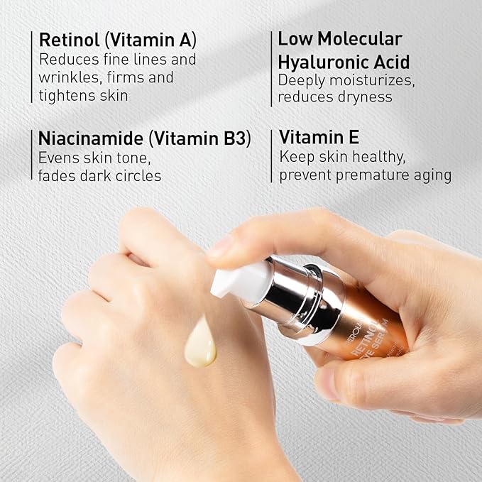 Retinol Eye Cream for Anti-Aging & Wrinkles - Firming & Repair Under Eye Serum with Retinol, Niacinamide, Hyaluronic Acid, Vitamin E & Bifida Ferment Lysate, 0.7 Fl Oz (Pack of 1)