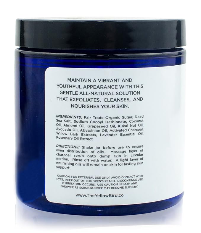 Natural Activated Charcoal Body & Face Scrub. Exfoliating Dead Sea Salt & Sugar Scrub. Deep Cleansing Pore Minimizer. Anti Cellulite, Acne, Blackhead, Scars, Wrinkle Treatment.