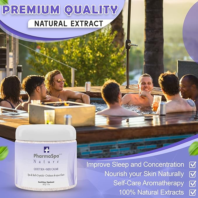 Nature: Spa and Bath Crystals with All-Natural Extracts - 385 g/13 oz – Epsom Bath Salt for Hot Tub Aromatherapy and Relaxation – Gluten Free, Parabens Free, Cruelty Free (Quiet SEA)