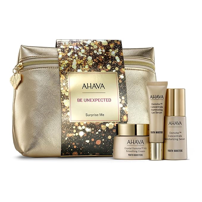 AHAVA Surprise Me Gift Set - Includes Osmoter Concentrate Moisturizing Serum 1 Fl.Oz, Crystal Osmoter x6 Smoothing Cream 1.7 Fl.Oz & Osmoter Concentrate IIluminating Eye Serum 0.5 Fl.Oz