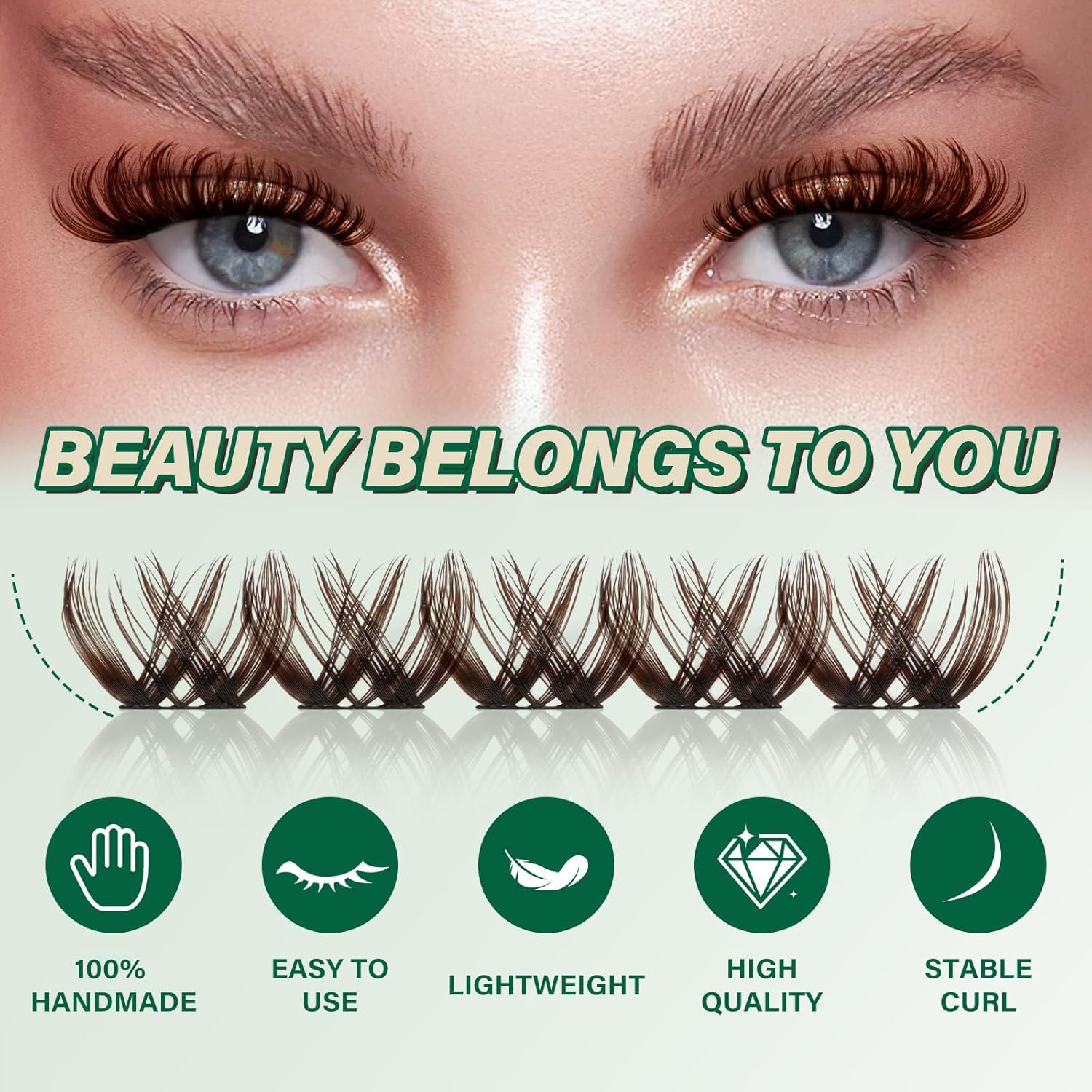KEYYOU Brown Lash Clusters 144pcs Eyelash Clusters 8-18MIX D Curl Cluster Lashes Soft Wispy Lash Clusters Natural Look Brown DIY Lash Extension At Home(Brown02-D-8-18MIX)