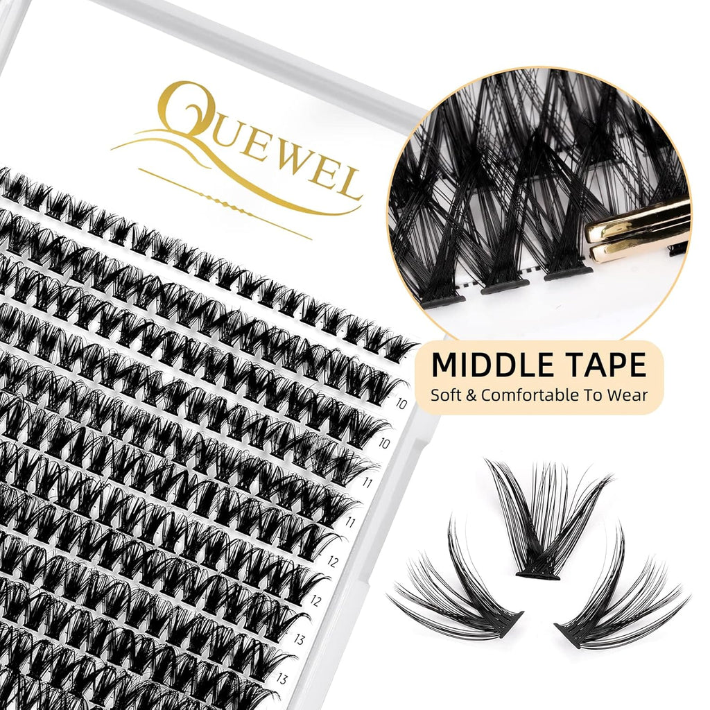 QUEWEL Cluster Lashes 240Pcs Individual Lashes 50D 0.07 C Curl Mix8-14mm Lash Extensions Clusters Lashes Soft&Natural False Eyelashes Individual DIY Eyelash Extension at Home(50D 0.07C mix-8-14)