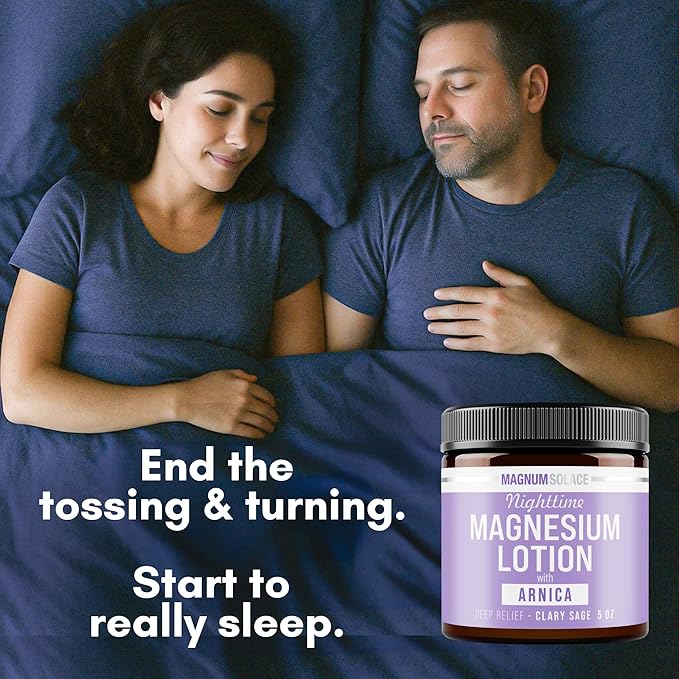 Nighttime Magnesium Lotion with Arnica – Soothing Relief & Relaxation, Highly Concentrated Magnesium for Muscles & Joints – Apply to Legs or Feet Before Bed – Skin-Friendly