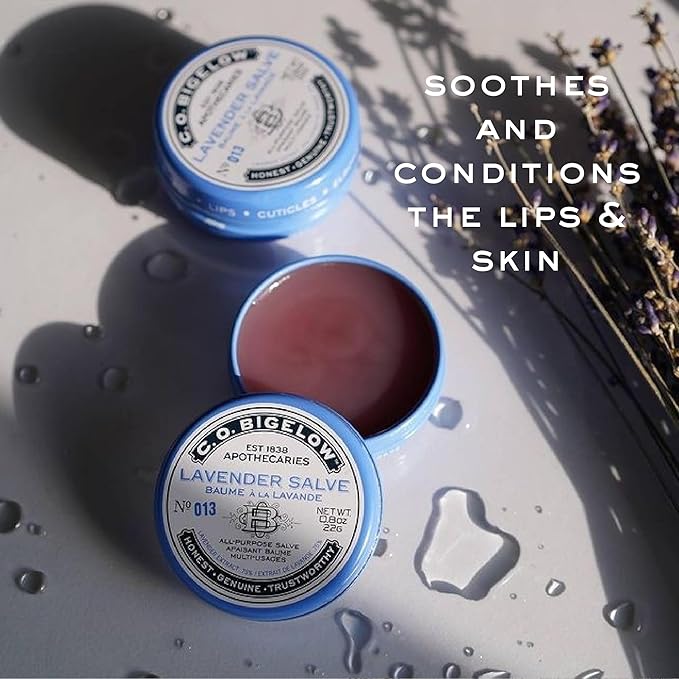 C.O. Bigelow All Purpose Lip Balm Tins, Lavender - Pack of 3 for Chapped Lips & Dry Skin - Moisturizing Lip, Cuticle and Skin Salve, 0.8 oz each