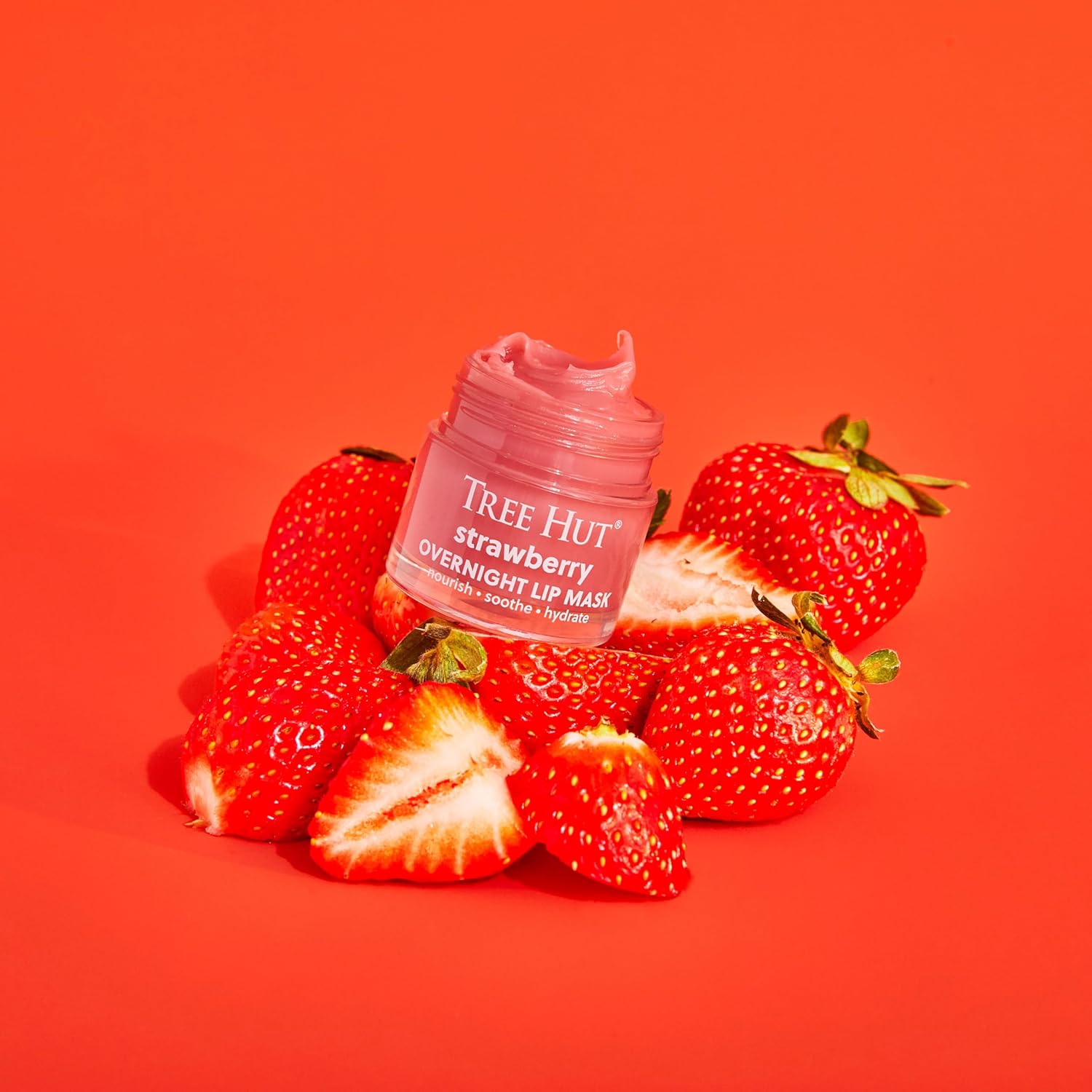 Tree Hut Strawberry Overnight Lip Mask | Leave on Overnight & Wake up to Soft, Hydrated Lips | Elevate your Self Care Routine | .6 oz.