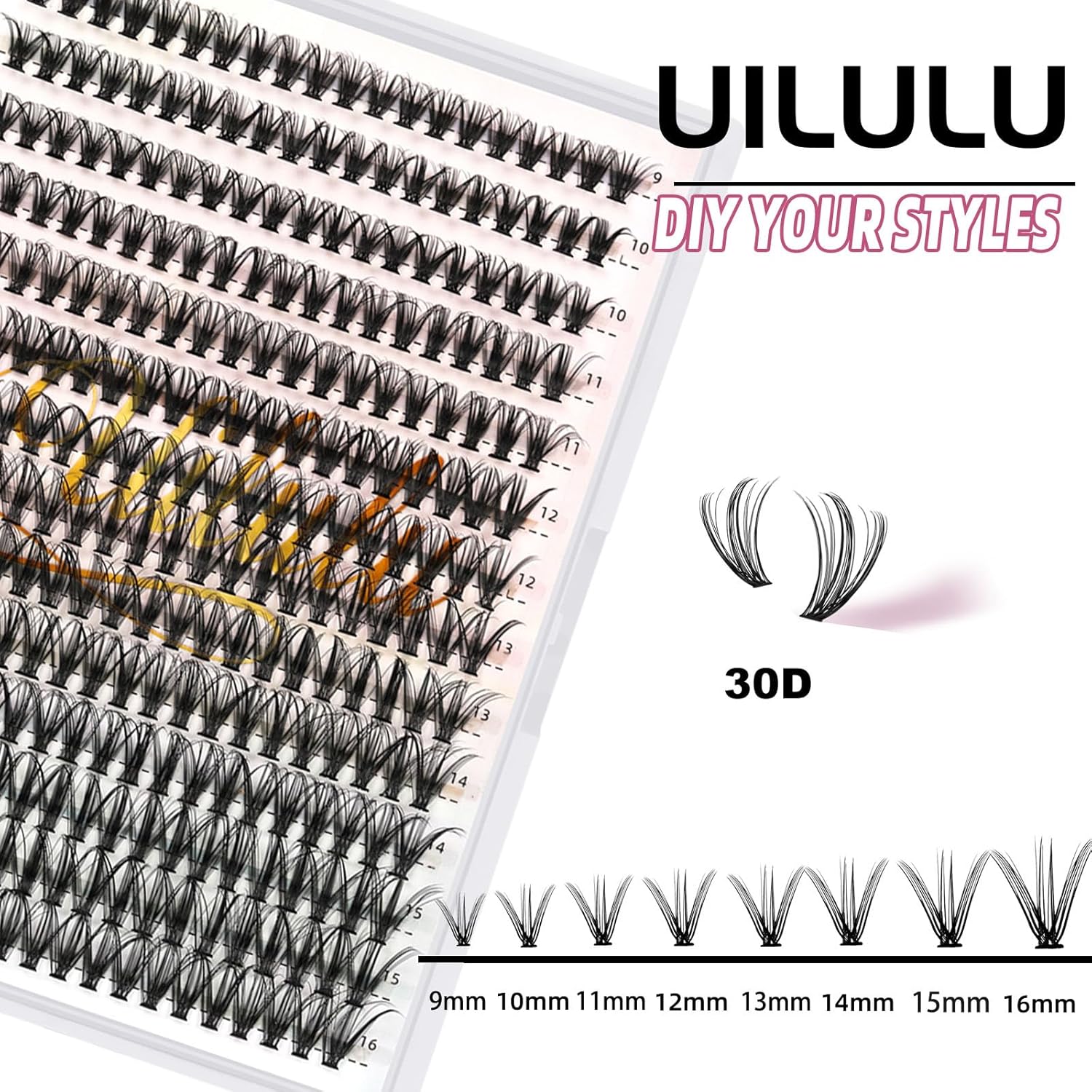 Lash Clusters Individual Lashes D Curl 30D 0.07D 9-16 MIX 280 Clusters Lashes DIY Lash Extensions at Home False Lashes Wispy Eye Lash Clusters(30D, 9-16 mix)