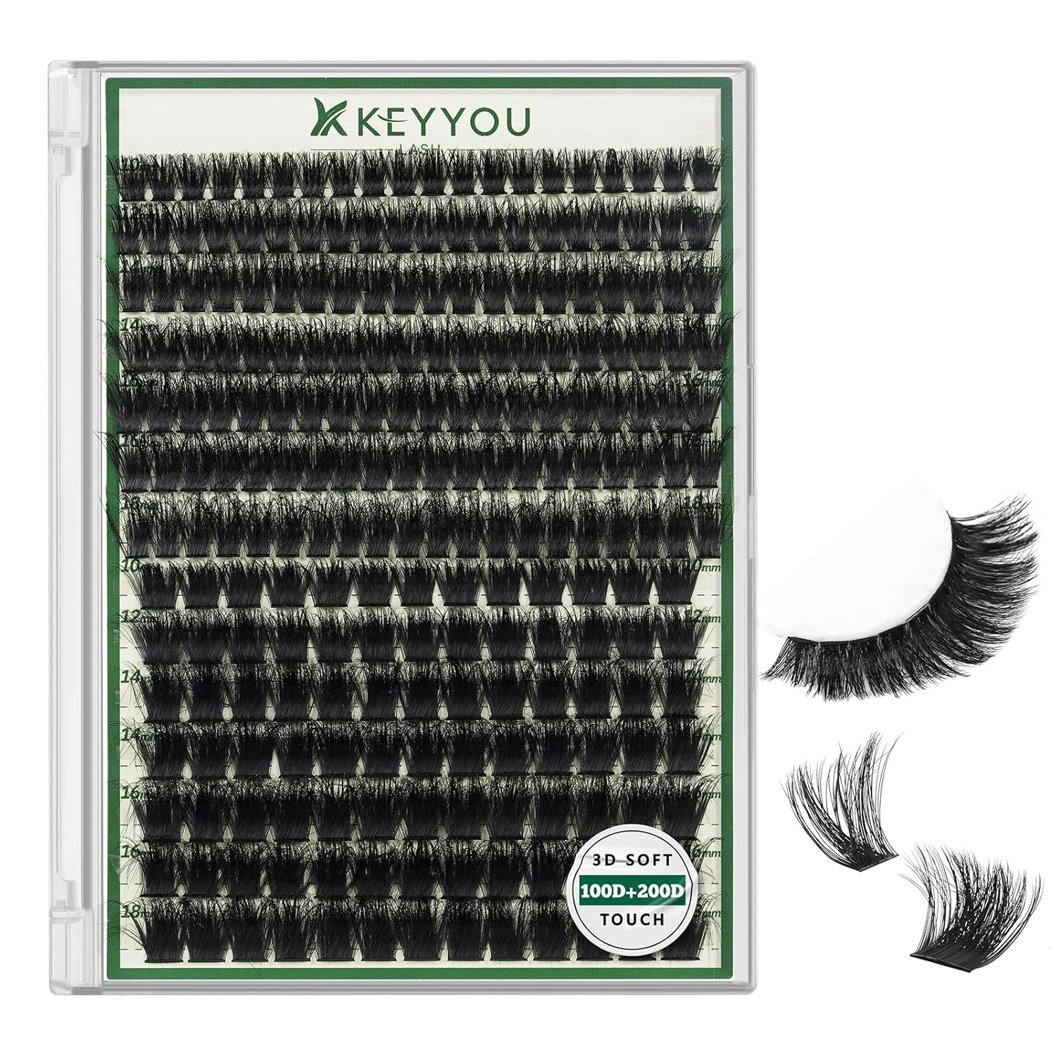 Clusters 3D Effect 231pcs Eyelash Clusters 100D200D 10-18mm D Curl Wispy Lashes Individual Cluster Lashes Natural Volume Soft DIY Lash Extensions (3D-100D200D-D-10-18MIX)