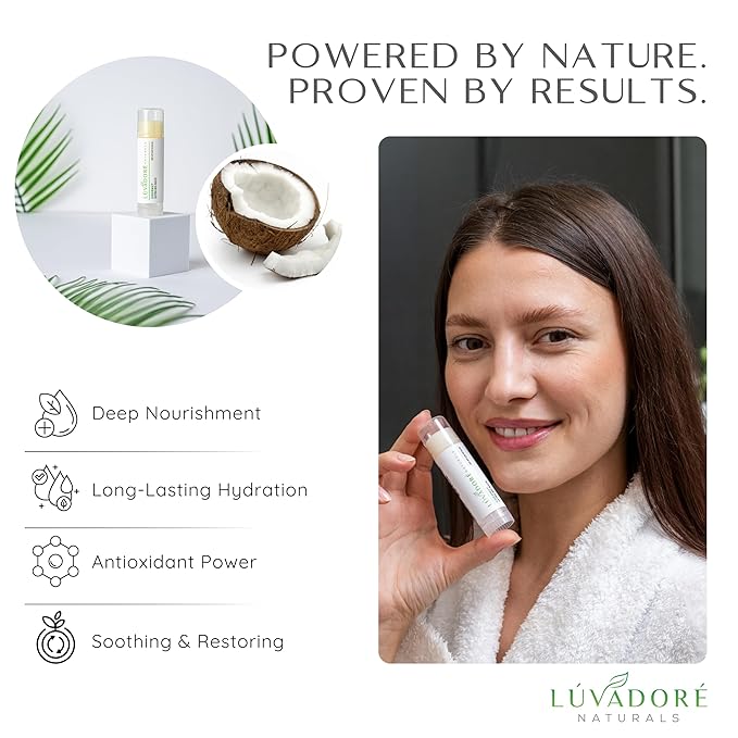 Ultra Big Lip Balm Stick Coconut– Natural Waterproof Lip Moisturizer for Dry, Chapped Lips – Nourishing and Hydrating Formula – Enriched with Coconut Oil, Beeswax, Shea Butter