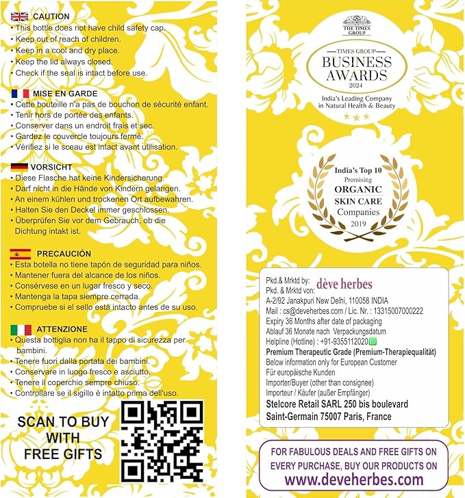 Deve Herbes Pure Nirgundi Oil (Vitex negundo linn) 100% Natural Therapeutic Grade 15ml (0.50 oz)