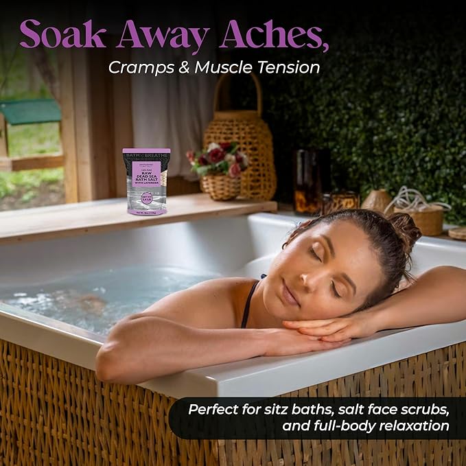 Aromasong RAW Dead Sea Salt with 100% Natural Lavender, 5 Lb, Not Cleaned, Still Contains All Dead Sea Minerals Including Dead Sea Mud, Fine Medium Grain Large Resealable Pack. (Packaging May Vary)