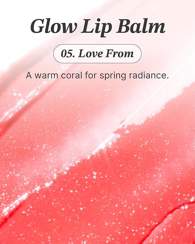 Glint Glow Lip Balm (Love From, 0.1oz) - Moisturizing Stain Lipstick with Shine for Natural Lips, Tinted Treatment. Luxurious Korean Skin Care Makeup. Chapped, Dry, Cracked