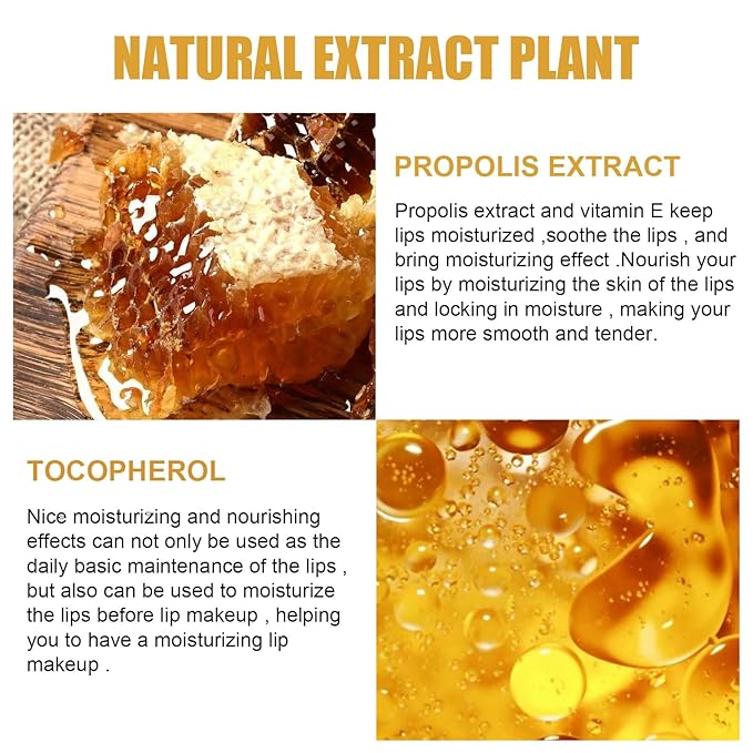 Lip Balm Honey Pot Propolis Lip Mask, Strawberry Honey Lip Sleep Mask Moisturizing Prevention Dry and Cracked Lip Scrubs Exfoliator, Reduces Lip Lines (2packs strawberry+2packs honey)