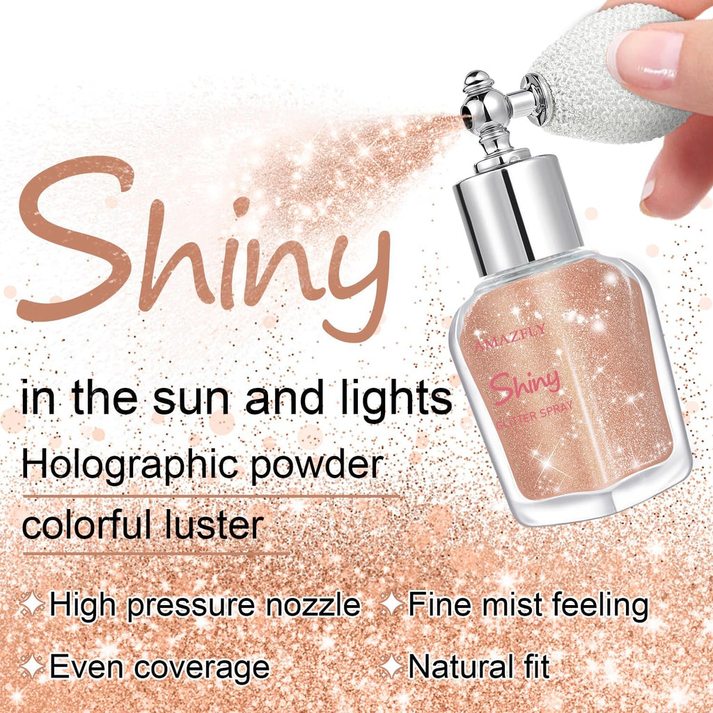 Hair and Body Glitter Spray, Shimmering Powder Sparkle Powder Makeup, Glitter Loose Sparkle Makeup for Body Highlighter,Festival Prom Rave Accessories (Champagne)