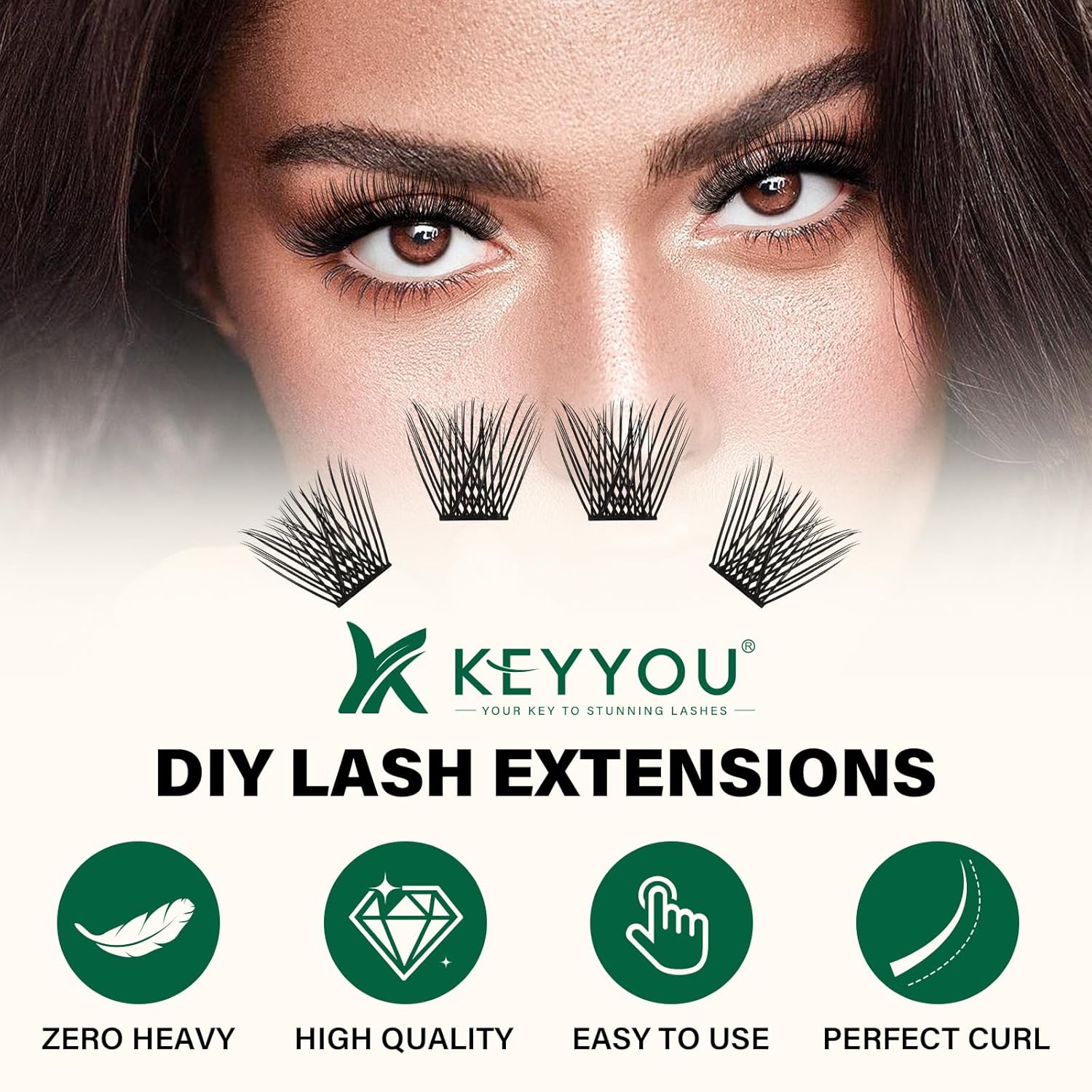 Lash Clusters 144pcs Individual Lashes D Curl 18mm Eyelash Clusters KEYYOU Air Touch Cluster Lashes Super Lightweight Soft Wispy Comfortable Easy DIY at Home(Air02-D-18mm)