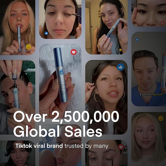 Natural Eyelash Growth Serum 2 Pack - Korean Lash Enhancer for Longer, Fuller Lashes & Thicker Eyebrows, Hypoallergenic Formula with Peptides, Biotin & Plant Extracts - Made in Korea