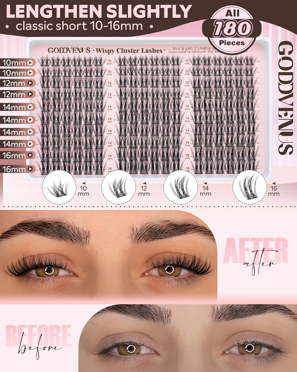 Manga Lash Clusters Natural Wispy Cluster Eyelash Extensions 180 Pcs Fairy C Curl Cluster Lashes 10-16mm Fluffy Lash Extensions Anime Cosplay No Plastic Feel Individual Lash by Godddvenus
