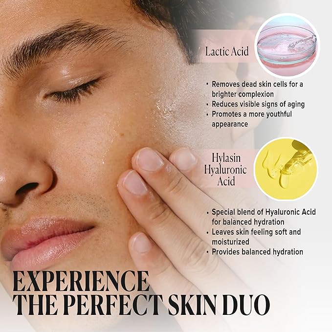 Cosmedica Skincare 5% Lactic Acid Treatment Hylasin - AHA, Hyaluronic Acid, Gentle Exfoliator Dark Spot Corrector, Anti-Aging, Face Peel Brightening Treatment for Dull Hyperpigmented Skin 1 oz (30ml)