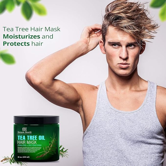 Botanic Hearth Tea Tree Hair Mask & Deep Conditioner, Moisturizes & Protects Hair & Scalp - with Soy Protein, Vitamin E, Collagen, Keratin & Coconut Oil - 16 oz (Packaging May Vary)
