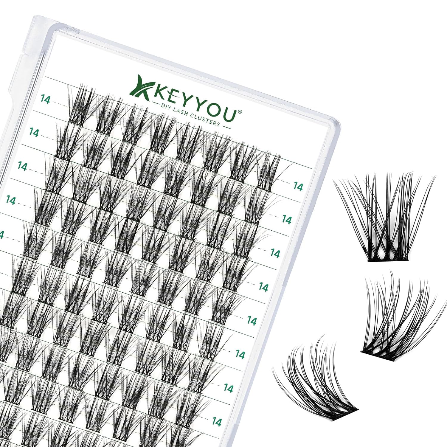 KEYYOU Volume Wispy Lash Extension 96pcs Individual Lashes D Curl 14mm Soft&Comfortable Easy DIY at Home (Y18, D-14mm)