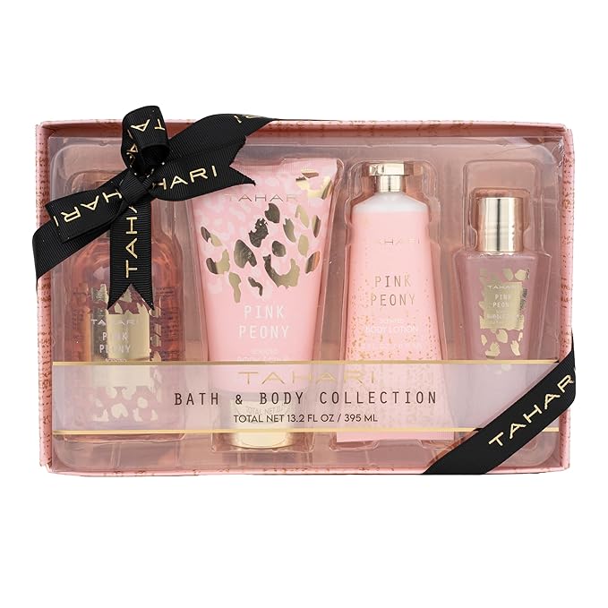 Tahari Vanilla Jasmine Spa Gift Set for Women – Luxurious Bath Kit with Body Lotion, Body Lotion, Body Wash & Bubble Bath – Perfect Selfcare Gifts for Women (Glitz)