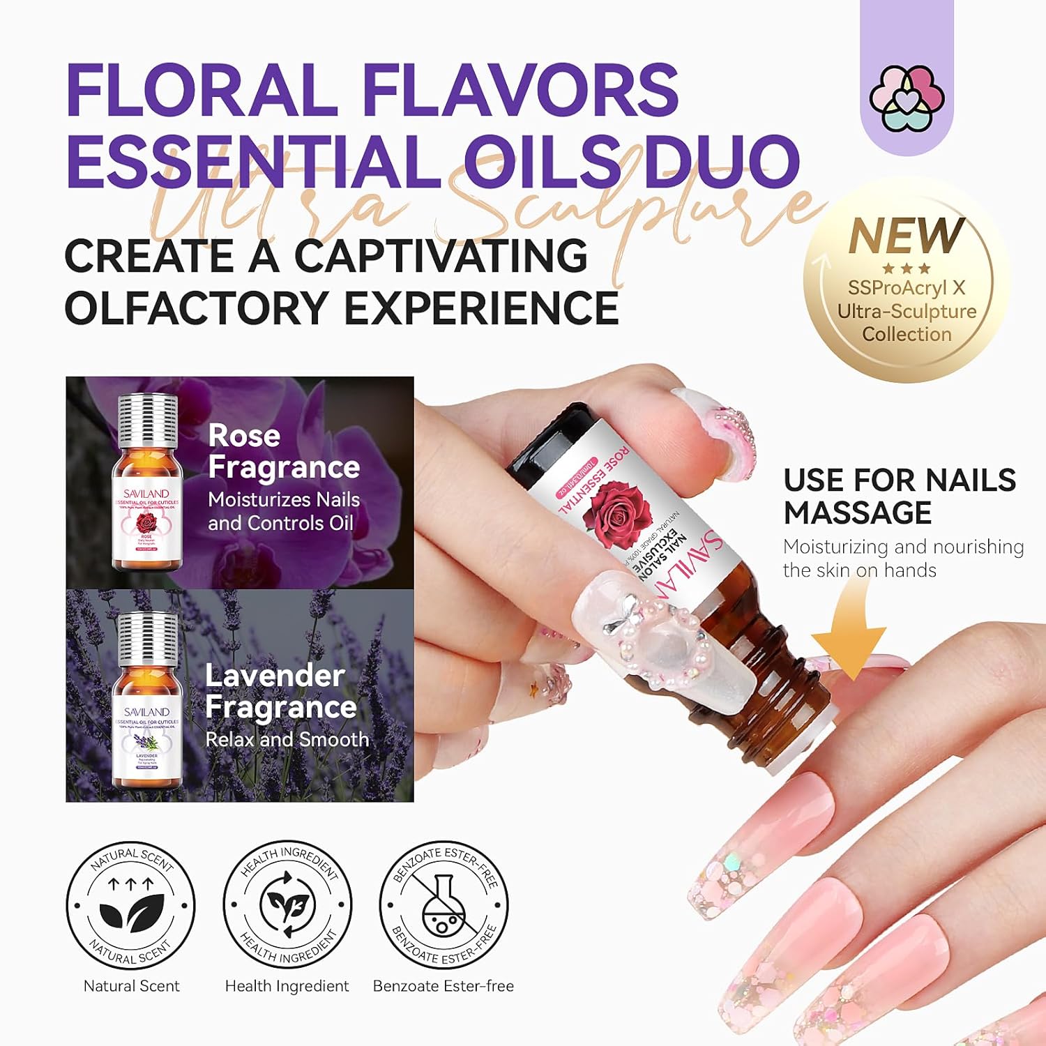 SAVILAND Acrylic Nail Kit for Beginners: White Pink Clear Acrylic Powder and Liquid Set with EMA Acrylic Liquid Monomer Nail Brush Forms Tools and Cuticle Essentials Oil for Nails Home Manicure DIY