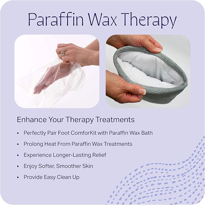 Therabath Foot ComforKit for Paraffin Wax Bath, Arthritis and Skin Therapy, Includes 2 Insulated Boots, 100 Liners, 4 oz. Pre-Treatment Spray, Intensive Hydrating Cream, for Home or Spa, Made in USA