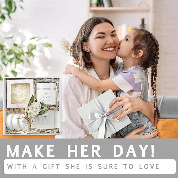 Sweet Coconut Spa Gift Baskets for Women – Luxury Birthday Bath Gifts for Mom, Wife, Sister, Friend - Self-Care and Relaxation Mother’s Day Gifts - Gift Baskets for Her for All Occasions