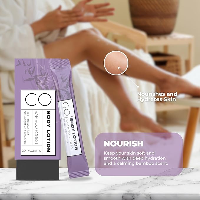 Go Essentials Travel Lotion Single Packets – Body and Hand Lotion for Hydrated Skin and Travel Size Toiletries.