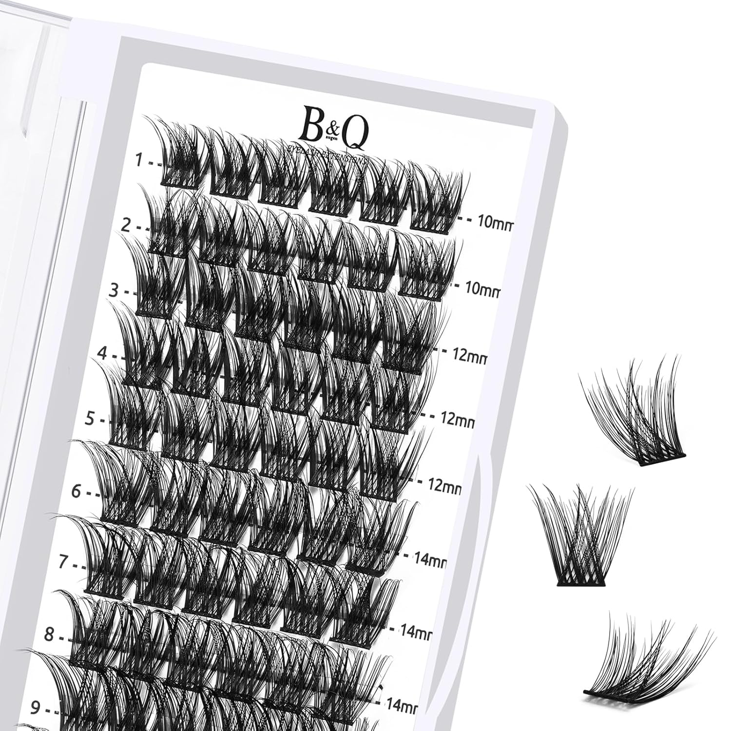 B&Qaugen Lash Clusters 72 PCS Individual Lashes 10-16mm B&Q Eyelash C D Curl Mixed Cluster Extensions Natural Wispy Beginner Reusable Extension Lasting Lash(FD-DV02-MIX)