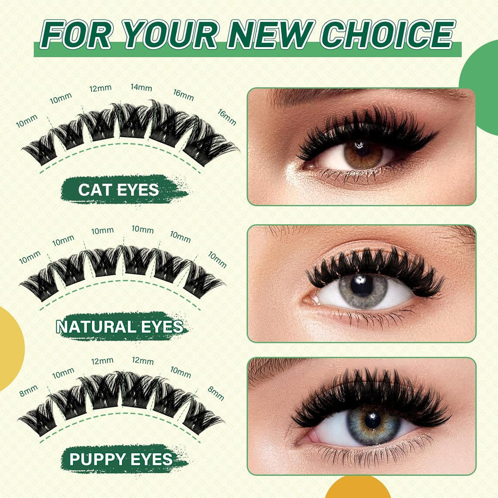 DIY Lash Extension Kit 144pcs 8-18MIX Lash Clusters with Super Hold Mascara Brush Bond and Seal Lash Remover Lash Applicators Lash Brush for KEYYOU DIY Lash Kit (Y10 Kit)