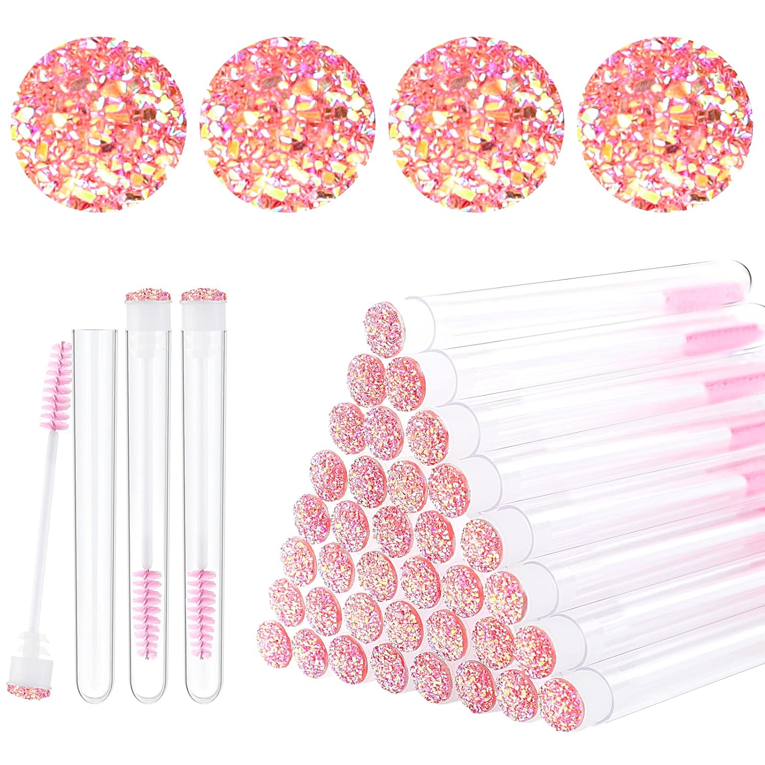 20pcs Eyelash brush Lash Wand Makeup tool Eyelash Extension supplies Cleaning brush Diamond Mascara star l pink