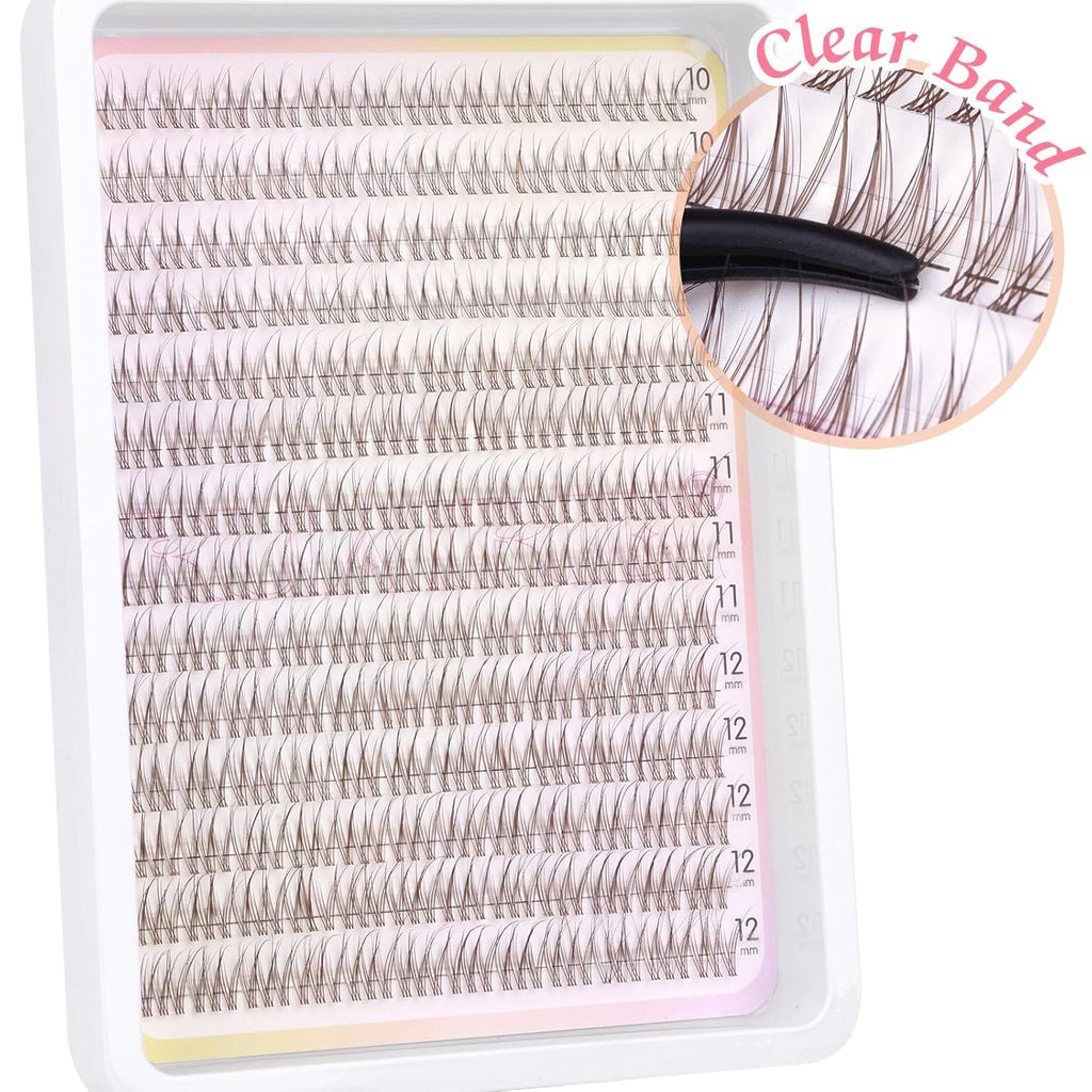 Brown Lash Clusters Wispy Eyelash Clusters Eyelash Extensions Natural Cluster Lash Extensions 168pcs CD-Curly DIY Individual Lashes