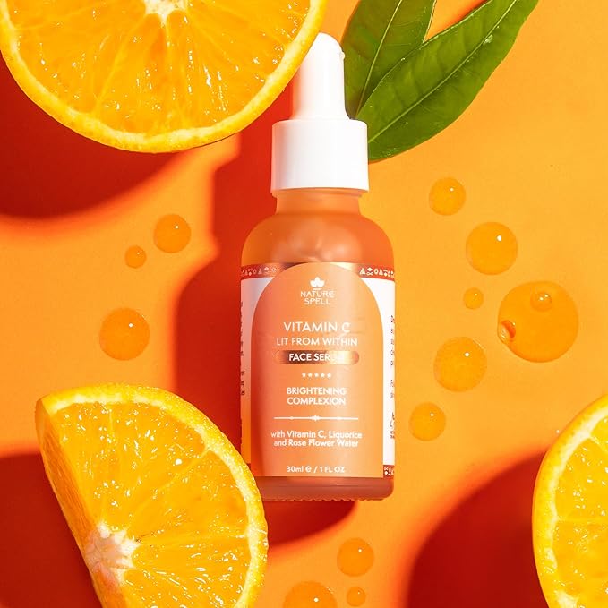 Nature Spell Pure Vitamin C Face Serum 1 Fl Oz - Brightens Skin - Minimise Enlarged Pores – Dark Spot Corrector – Anti Aging Serum for Face - Suitable for All Skin Types - 100% Vegan - Made In The UK