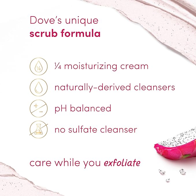 Dove Body Scrub Dragon Fruit & Coconut Cream For Silky Smooth Skin Body Scrub Exfoliates and Provides Lasting Nourishment 15 oz