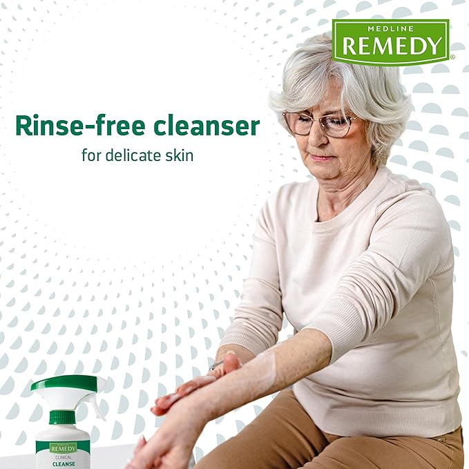 Medline Remedy Clinical Cleansing Body Lotion, 8 Oz Spray Bottle, Vanilla Scent, No-Rinse Bedside Cleanser, Incontinence Care, Moisturizing, Skin Conditioning, Nutrient Rich, Sulfate-Free, Men, Women