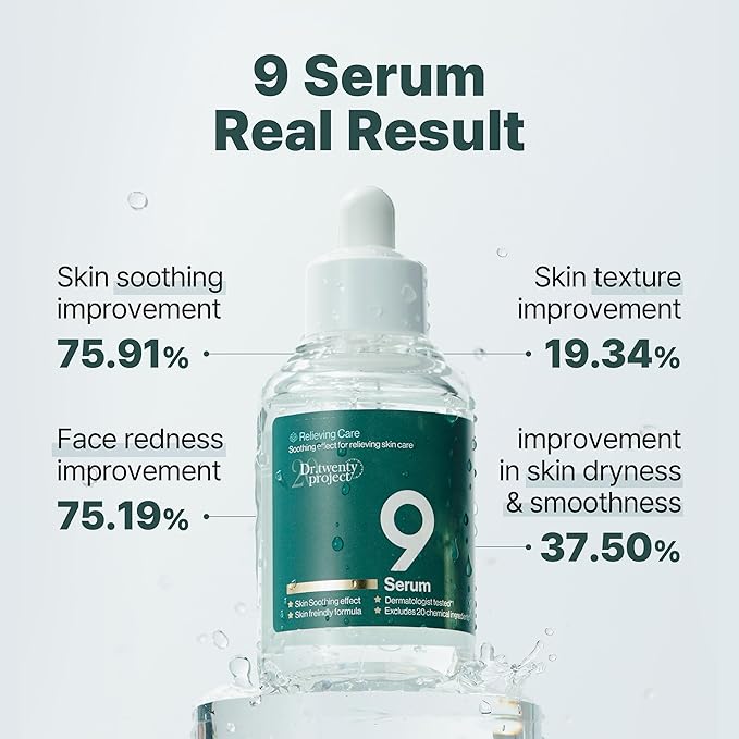 Dr.twentyproject 9 Serum for Calming, Hydrating, and Barrier-Strengthening with Mugwort Extract for Sensitive Skin - Redness-Reducing, Glowing, Deep Moisturizing - Korean Skin Care (50ml / 1.69 fl oz)